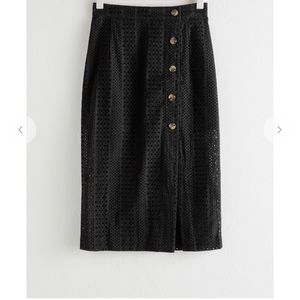 & Other Stories Cotton Donny Eyelet Pencil Midi Skirt